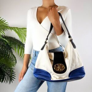 Vintage Y2K Emma Fox White Classy Shoulder Bag 2000s Leather Slouchy Purse